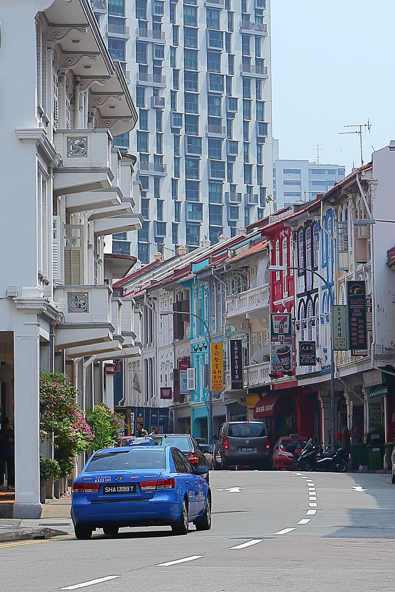 A taxi on a street in Singapore